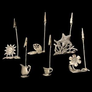 Bundle of 6 Pewter Sign Holders 4 1/2” tall